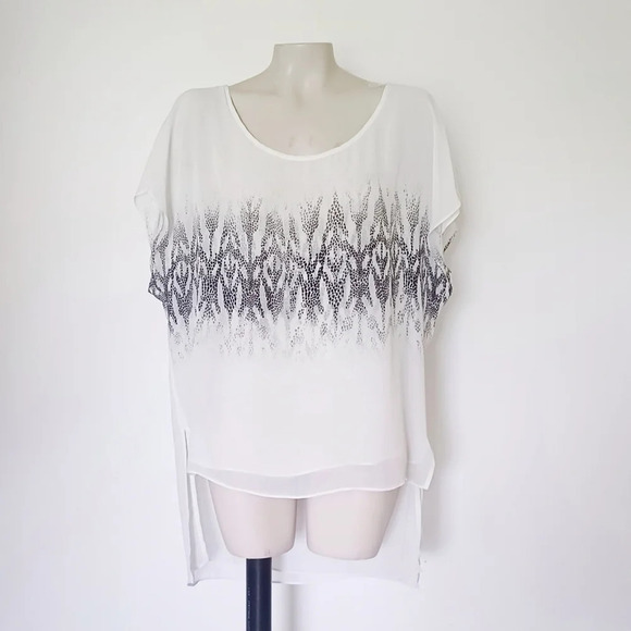 Guess Layered Sheer Lizard Top Loose Indie Sleeze Oversized Coastal Y2K S - Picture 3 of 8